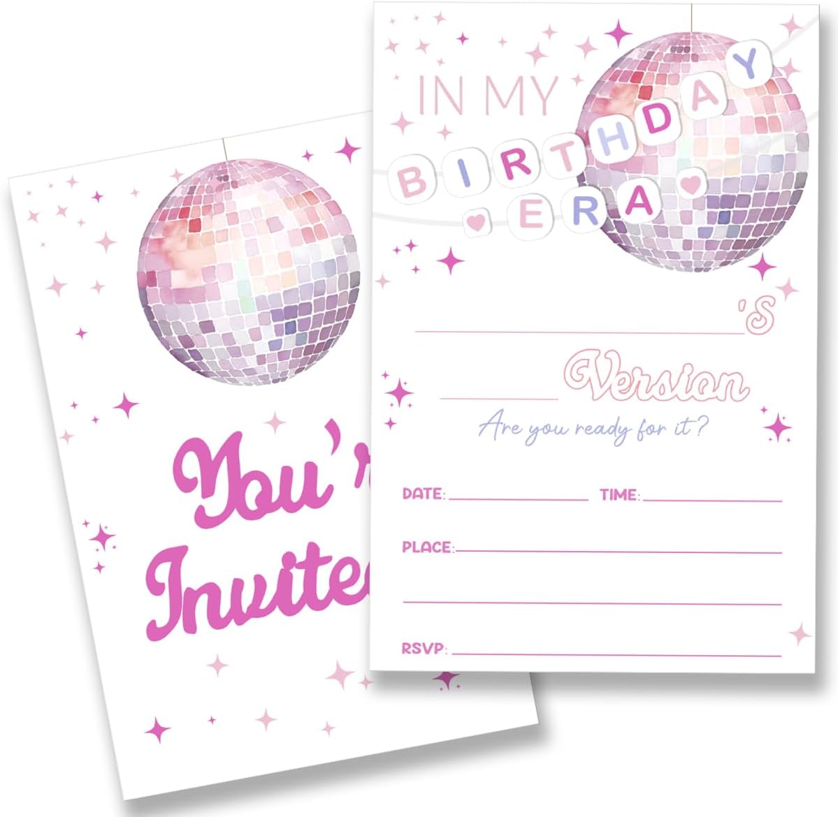 Girl Birthday Party Invitations Supplies with Envelopes Set of 20 In My Birthday Era Party Invites Fill in Blank, Double Sided