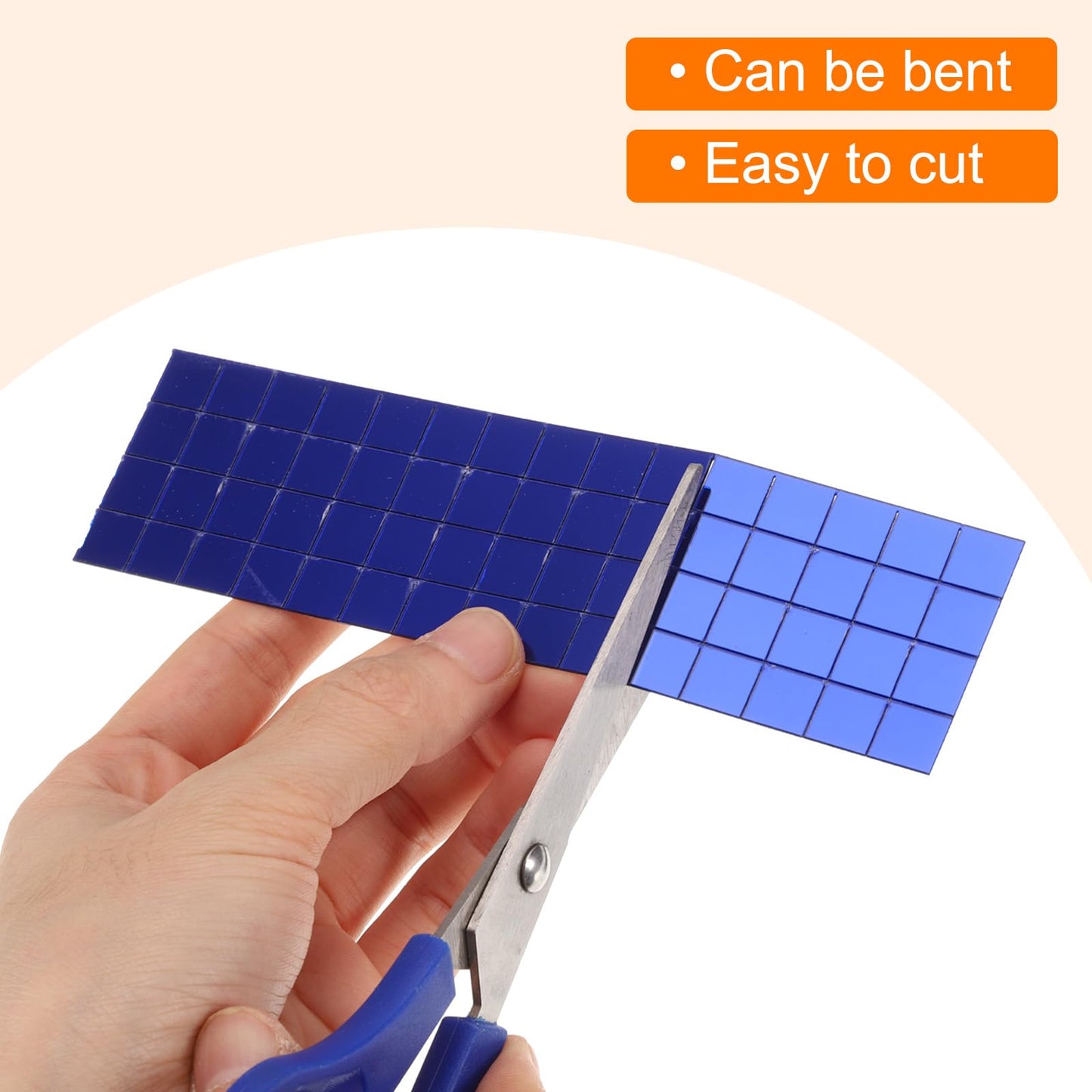 HARFINGTON 15 Sheet 1800 Pieces Self Adhesive Mirror Mosaic Tiles 10x10mm Small Square Mirror Tiles Sticker Disco Ball Stickers Mini Glass Tiles for DIY Craft Party Home Decoration, Blue