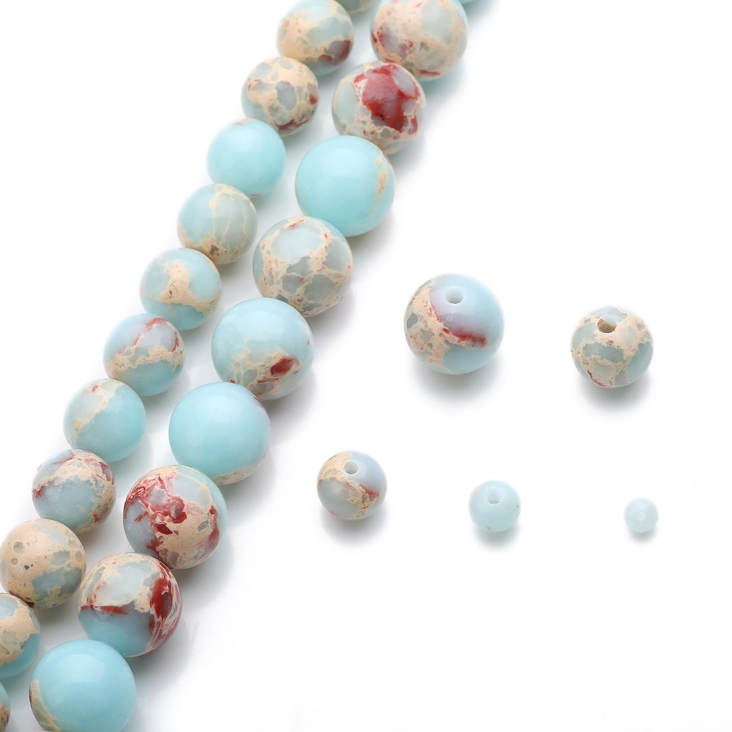 Zenkeeper 108Pcs Blue Imperial Spacer Loose Beads Bulk with Holes Handcrafted for DIY Bracelets Jewelry Making Crafts Supplies