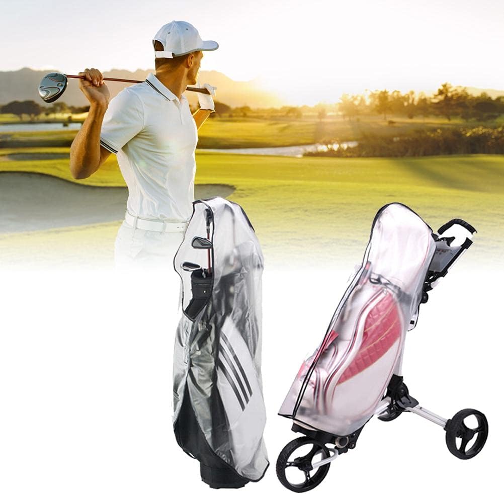 Golf Bag Rain Cover, Transparent Waterproof Rain Cover Water Windproof Translucent PVC Golf Cart Travel Bag Rain Cover Portable Golf Rain Cover for Golf Bags Push Carts