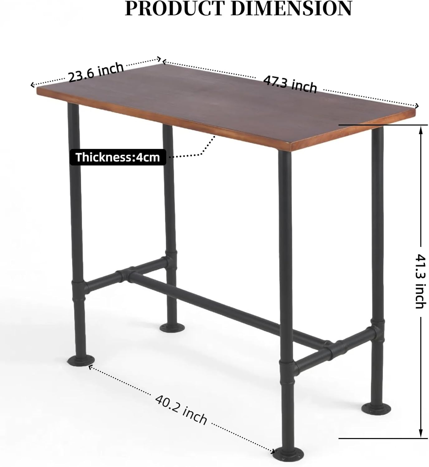Industrial Rectangle Bar Table with Set of 2 Bar Stools Vintage 3 Pieces Pub Table Set for Home Office Farmhouse Dinner Table with Chairs