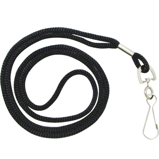 HOSL Black Nylon Lanyards, 100 Pack Bulk Office ID Card Lanyards with Swivel Hook (Modern/Fitted, 19 inches, 1.54lb)