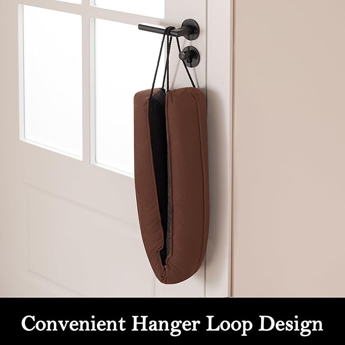 Sunolga Door Draft Stopper Blocks Hot and Cold Air with Removable Washable Cover for Bottom of Door, All-Season Seal for Noise, Light, Door Sweep for Gaps Up to 3", Home Essentials, 32", Brown