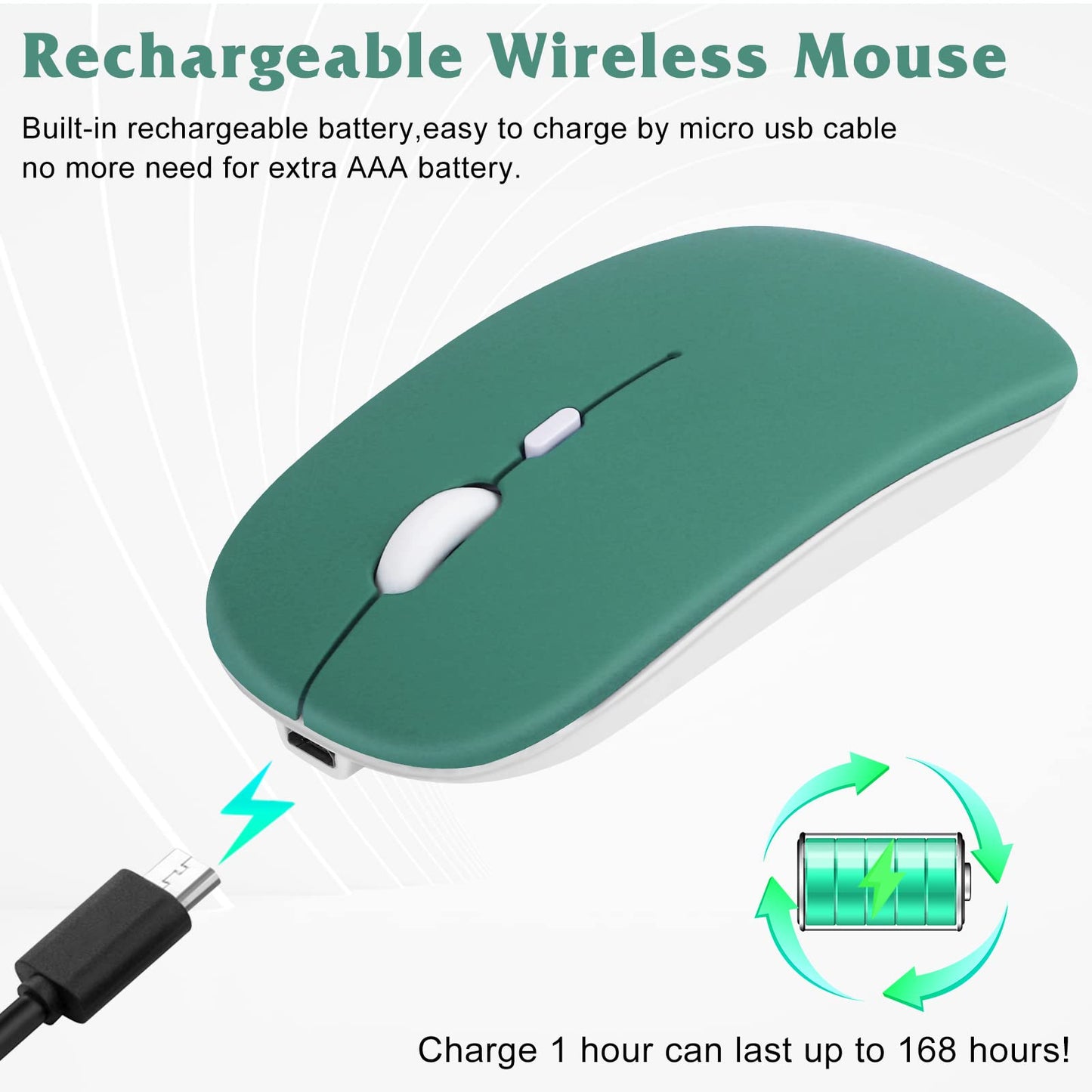 Urbanx 2.4Ghz & Bluetooth Mouse, Rechargeable Bluetooth Wireless Mouse For Samsung Galaxy Tab S6 Lite/Galaxy Tab Series Mouse Fo