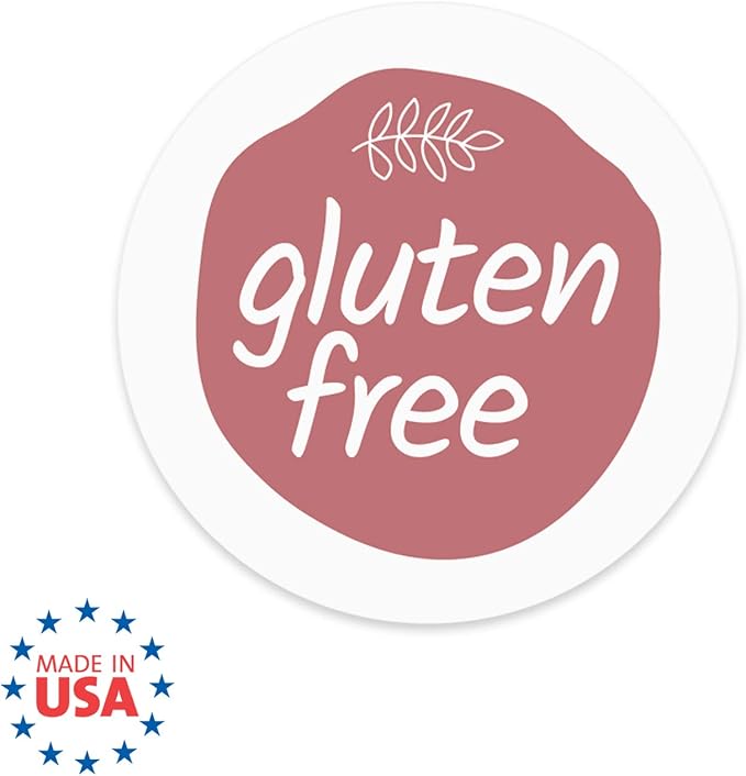 Rose Pink Gluten Free Stickers / 500 Circle Labels / 1" Round Food Seals/Chic Design with Foliage Aesthetic