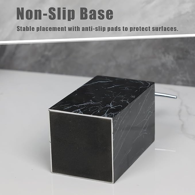 2-Pack Marble Look Resin Soap Dispensers, 16.9 oz Refillable Lotion Pump Bottles for Bathroom, Kitchen, Vanity, Office Sink Countertops – Durable, Moisture-Resistant Home Décor (Black)