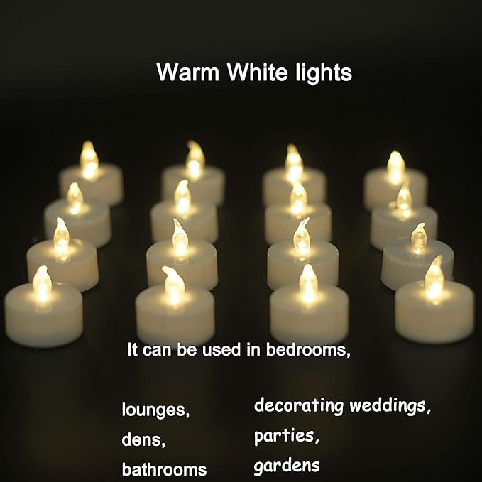 Tea Lights - 50 Pack Flameless LED Candles - 200 Hour Battery Operated - Realistic Flickering - Warm White Light - Perfect for Halloween & Seasonal Celebrations