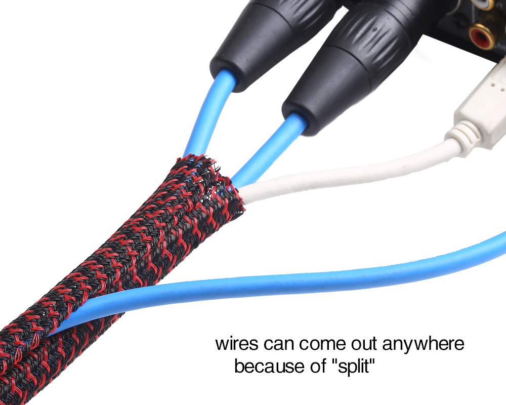 Alex Tech 25Ft - 1/2 Inch Cord Protector Wire Loom Tubing Cable Sleeve Split Sleeving For Usb Cable Power Cord Audio Video Cable