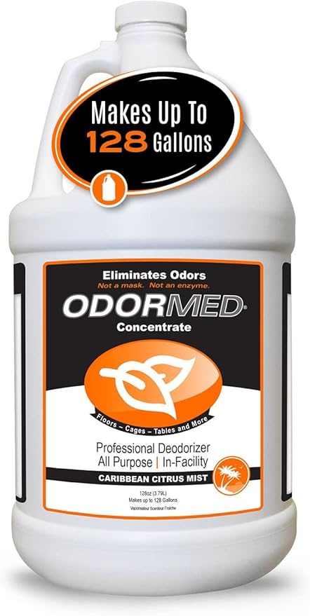 Odorcide Odormed Odor Eliminator Concentrate - Pet Odor Eliminator for Strong Odor on Floors, Walls, Cages & More - All-Purpose with Safe, Non-Enzymatic Formula (1 Gal, Caribbean Citrus Mist)