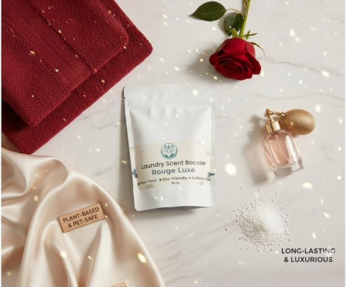 Plant-Based Laundry Scent Booster (Powder) - Rouge Luxe | Fast-Dissolving, No Residue |Elegant, Long-Lasting | Eco-Friendly, Hypoallergenic for Sensitive Skin | HE Safe, 16 Oz.