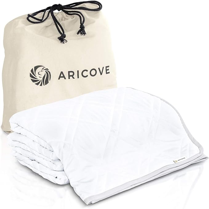 Aricove Cooling Weighted Blanket for Adults, 25lbs, Queen/King Size, 80x87 inches, Silky Soft Bamboo Viscose, Machine Washable, White