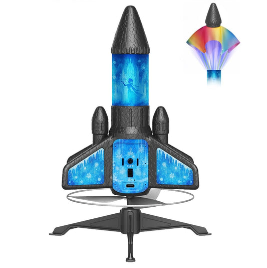 Rocket Launcher for Kids – 2nd Gen Upgraded Design, Electric Auto Launch, 200ft Flight with Safe Parachute, Outdoor Rocket Toy for Boys & Girls, Birthday Gift for Ages 8-13, Frozen Pattern (Snow Girl)