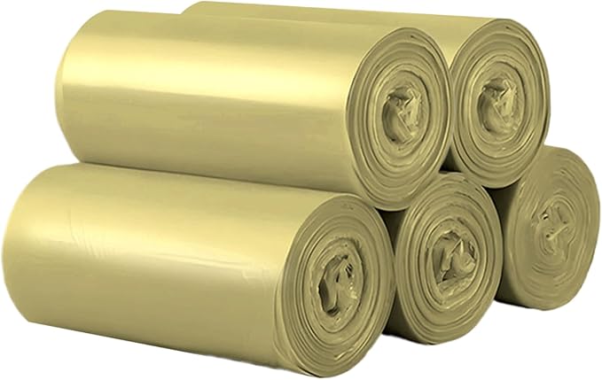 100Pcs Small Trash Bags 18x22in Strong Plastic Gold Trash Bags Resistant to Tearing Disposable for Office Bedroom Kitchen Restaurant