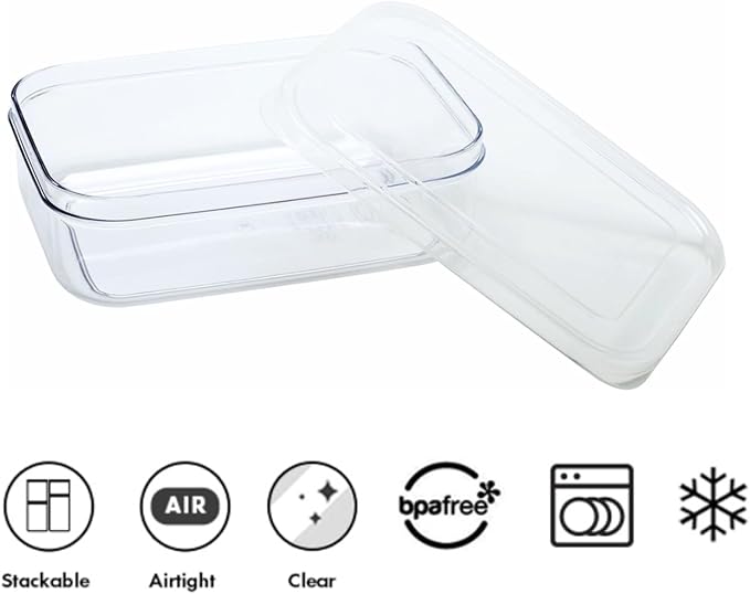 Lustroware Micro Clear Transparent Food Storage Containers with Lids – BPA-Free, Shatterproof, Dishwasher & Microwave Safe, 1.0 qt Stackable Refrigerator Organizer Bins, Made in Japan, Set of 6