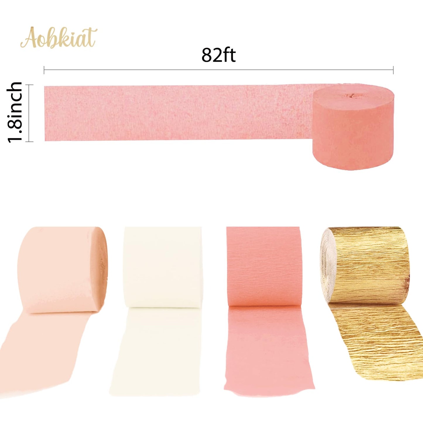AOBKIAT Pink Gold Party Decorations Kit - 27PCS wirh Pom Poms & Lantern & Fans & Swirls & Garland & Crepe Paper Streamers for Birthday,Wedding,Baby Shower,Bachelorette,Princess Party