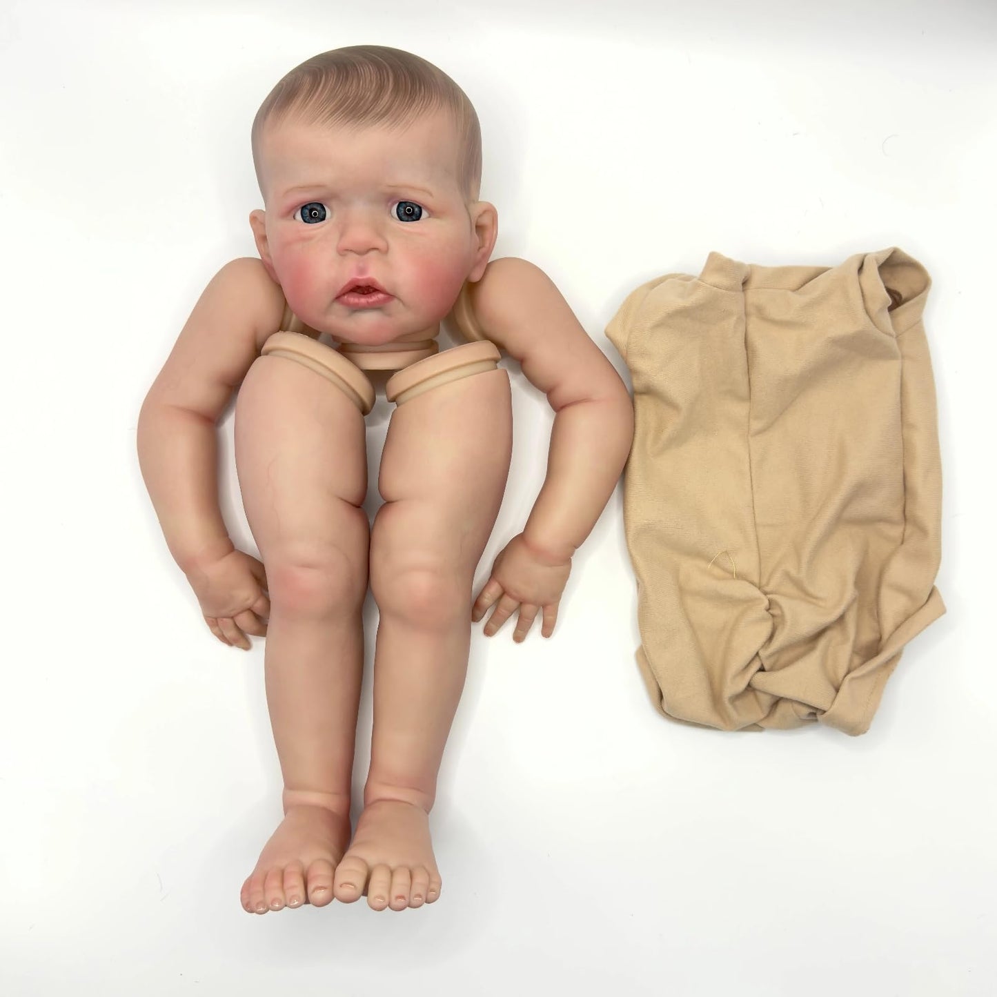 TERABITHIA 24Inches Hand Draw Hair Already Painted Kits Realistic Reborn Baby Doll Parts with Detailed Painting Veins Lifelike Newborn Awake Doll Kits Cloth Body and Eyes Included