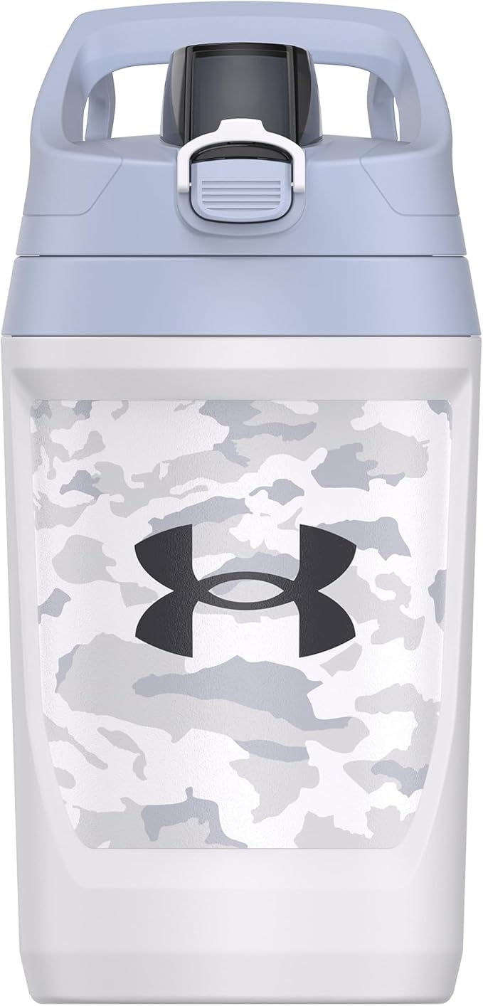 Under Armour 32 oz Insulated Water Bottles - Sports Water Jug with Fence Hook, Leak Resistant for Baseball, Football & More, 32 oz Insulated, White Woodland