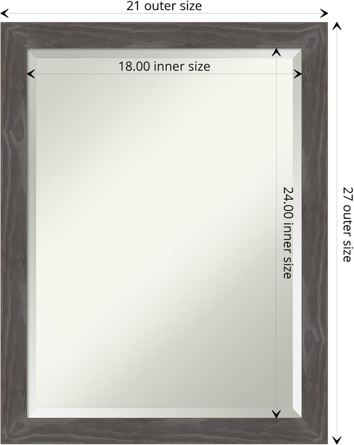 Amanti Art Grey Wall Mirror 27x21 Woodridge Rustic Grey Rectangle Bathroom Mirror for Wall Decor Living Room, Medium Country Rustic Wood Frame, Hangs Horizonally and Vertically, Bathroom Decor,