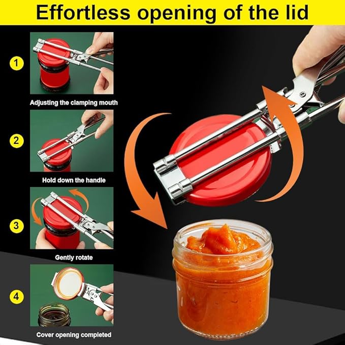 Jar Opener for Weak Hands, 2026 New Adjustable Stainless Steel Jar Opener, Upgrade Multifunctional Stainless Steel Can Opener, Jar Lid Gripper Bottle Opener Kitchen Accessories (1)