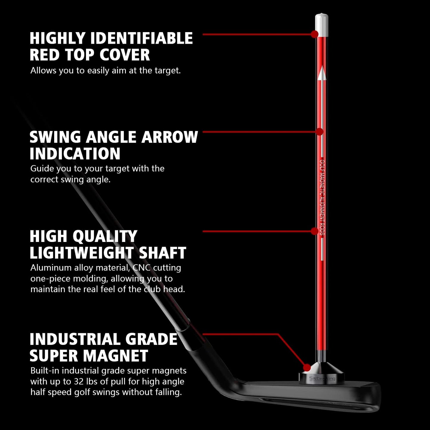 Golf Magnetic Alignment Rods,Golf Club Alignment Sticks,Magnetic Swing Training Aid Accessories Visualize Calibrate Golf Shots,hit The Target with The Right Golf Swing,Golf Gift