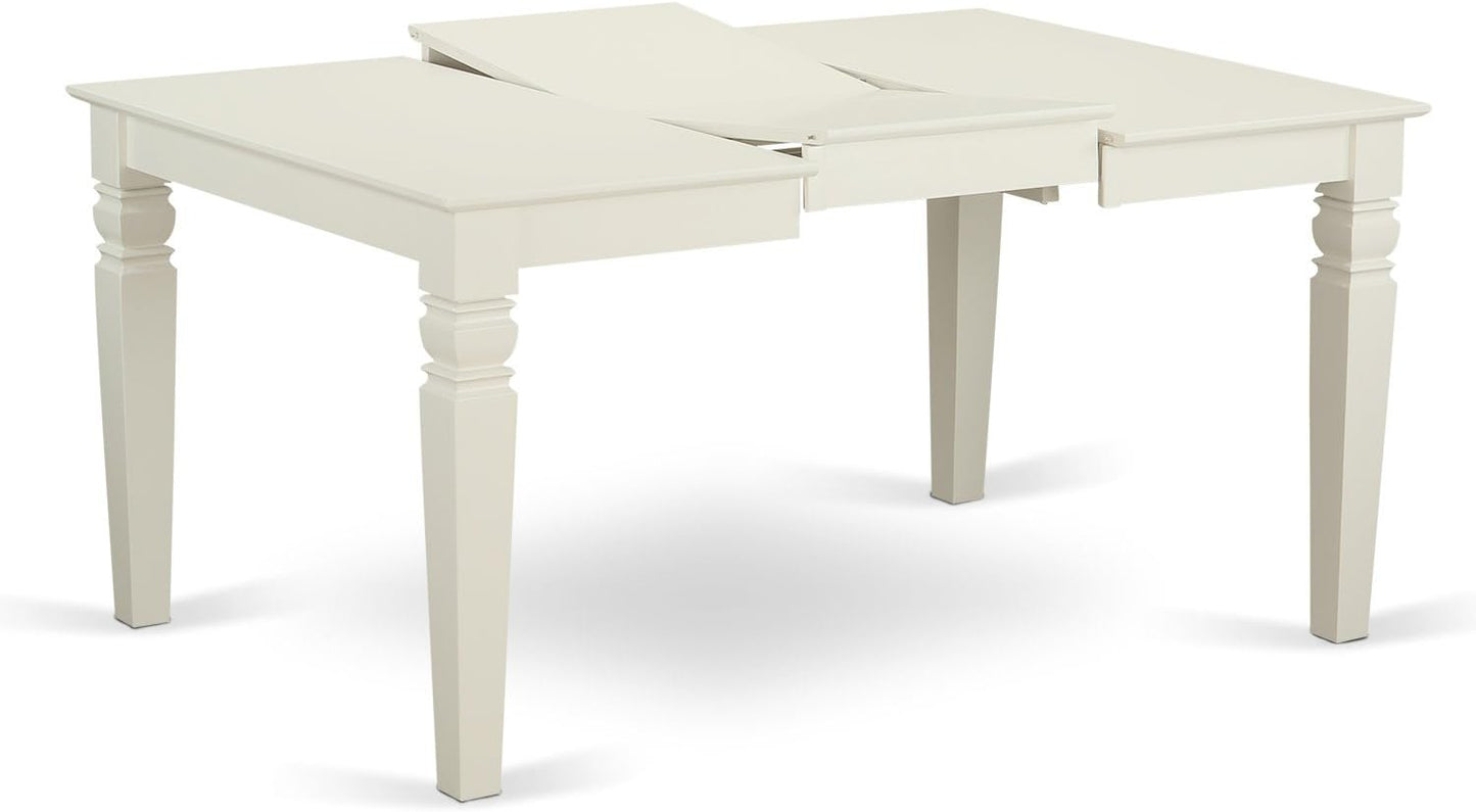 East West Furniture WEIP7-LWH-W 7 Piece Dining Table Set Consist of a Rectangle Dining Room Table with Butterfly Leaf and 6 Wooden Seat Chairs, 42x60 Inch, Linen White