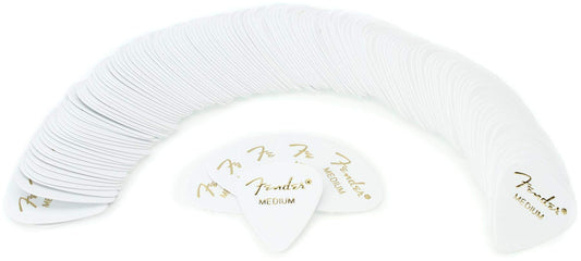 Fender Classic Celluloid Guitar Picks 351 Shape, Guitar Accessories, White, Medium, 144-Pack