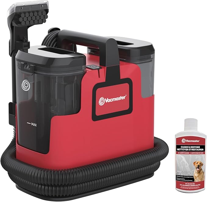 Vacmaster Portable Carpet Upholstery Cleaner, with 15Kpa Suction, Self-Cleaning Tool and 3.5" Tough Stain Tool, Compact Stain & Odor Remover