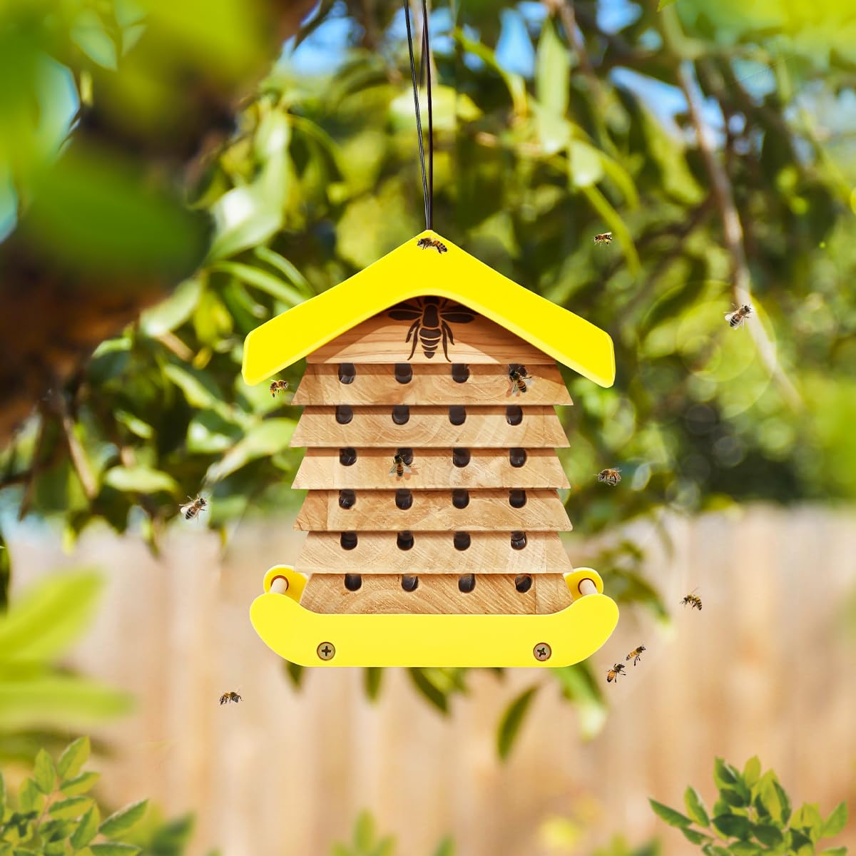 2026 Polinator Mason Bee House Shelter, Insect House Hotel - Backyard Bug Insect House Leafcutter Solitary Cedar Composite Interactive Wooden House - PollinatorManagement System
