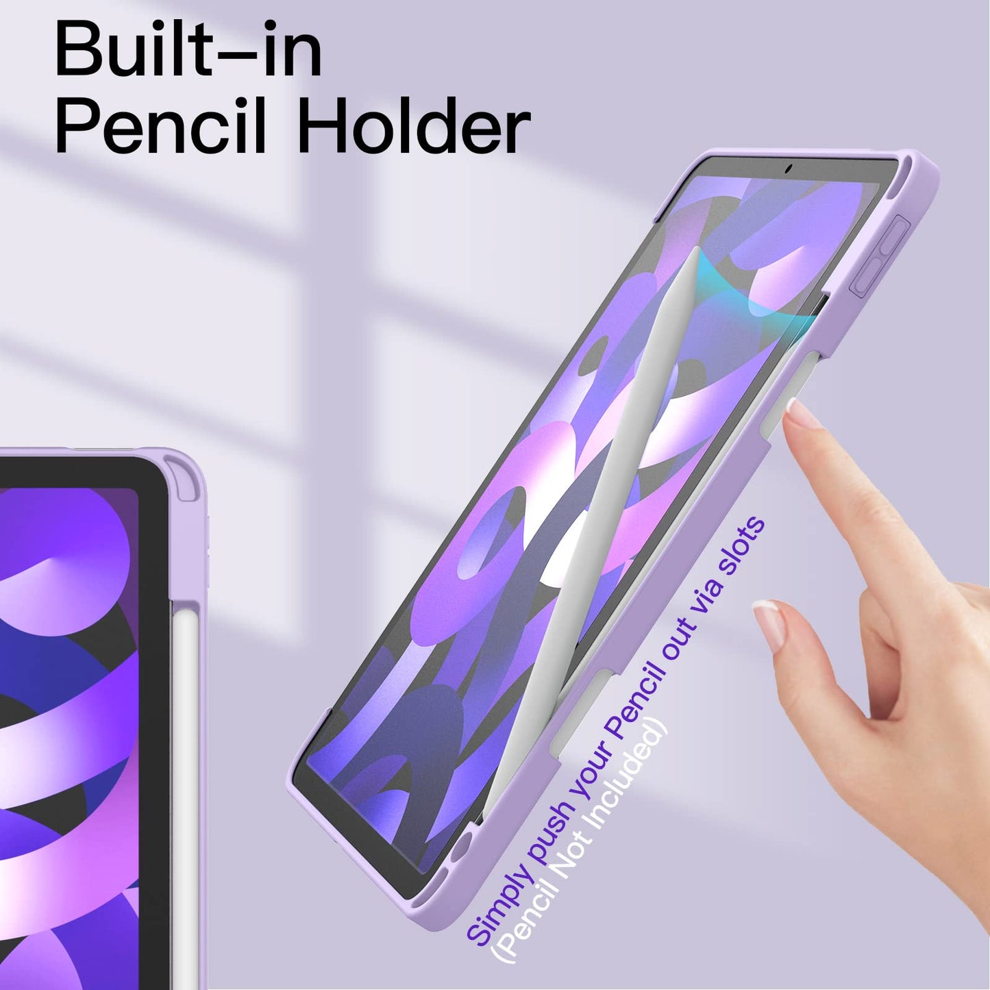 Jetech Case For Ipad Air 11-Inch M3/M2 (2025/2024), Ipad Air 5/4 (2022/2020 5Th/4Th 10.9-Inch) With Pencil Holder, Clear Transpa