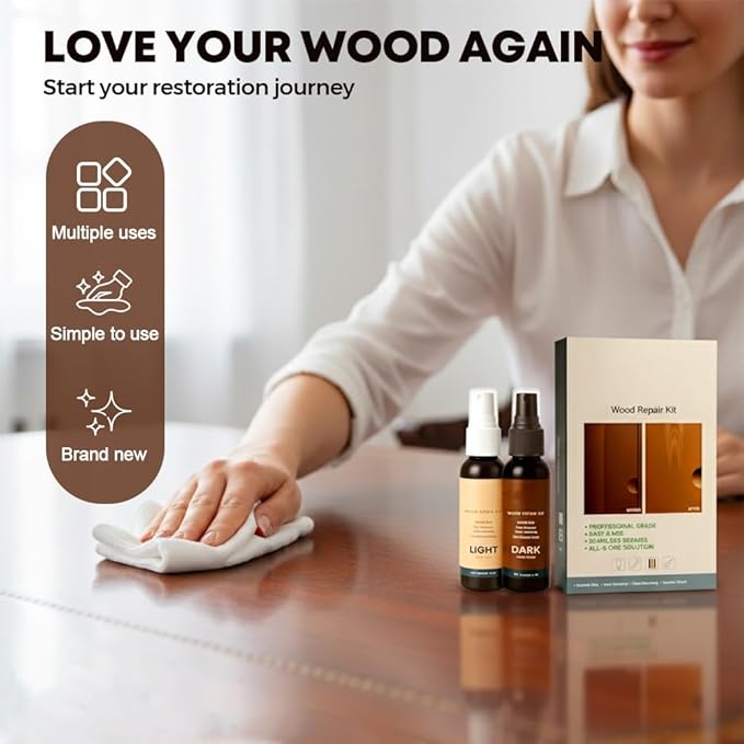 Wood Furniture Repair Kit,2026 New Wood Floor Scratch Repair for Wooden Cabinet, Floor, Door,Surfaces Wood Filler Paint (Brown 1Set)