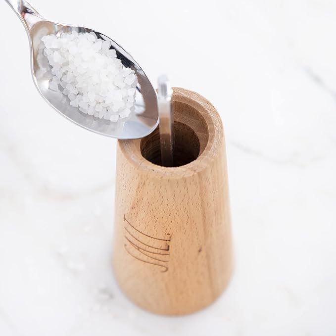 Rae Dunn Salt and Pepper Grinder Set of 2 - Bamboo Sea Salt Pepper Grinder - Classy Salt and Pepper Shakers - Pepper Mill & Salt Mill, Cream