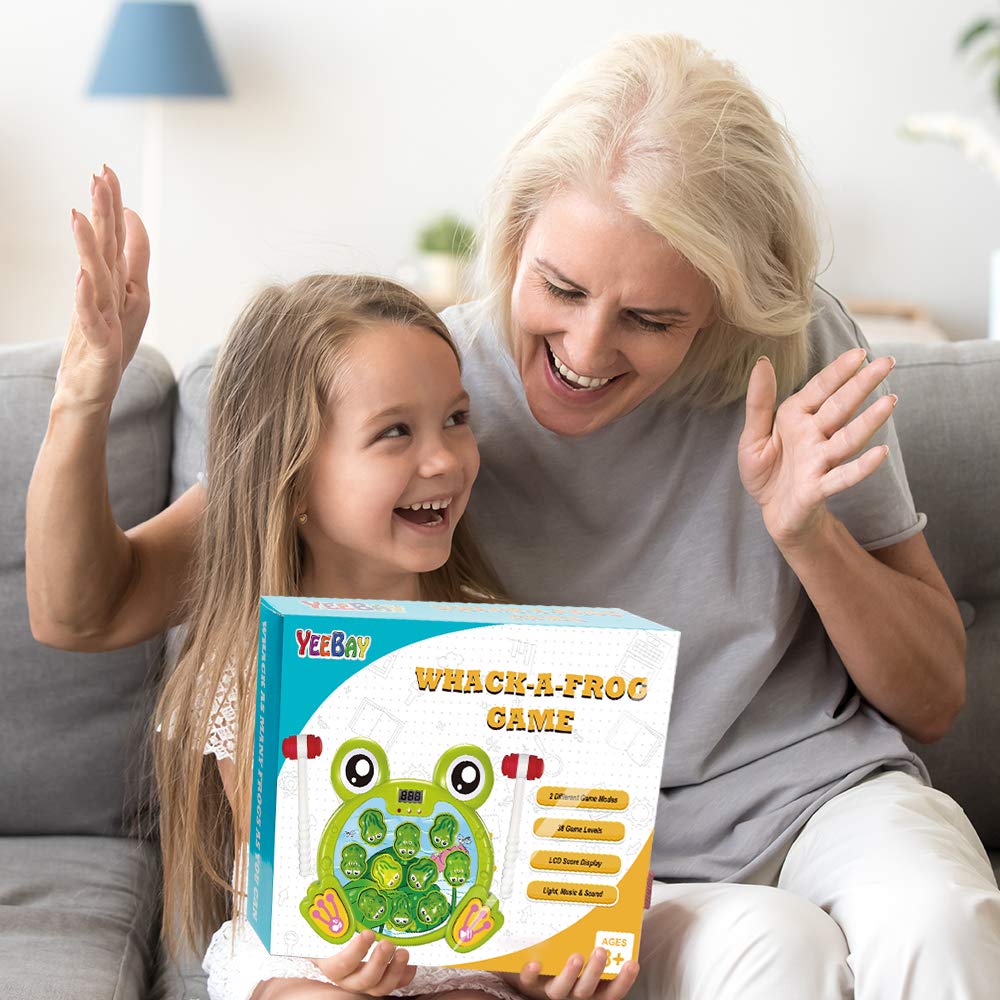 YEEBAY Whack A Frog Game with 2 Hammers, Toddler Early Developmental Learning Toy, Fun Birthday Gift for Kids Age 2+, Toys for 2 3 4 Year Old Boys Grils