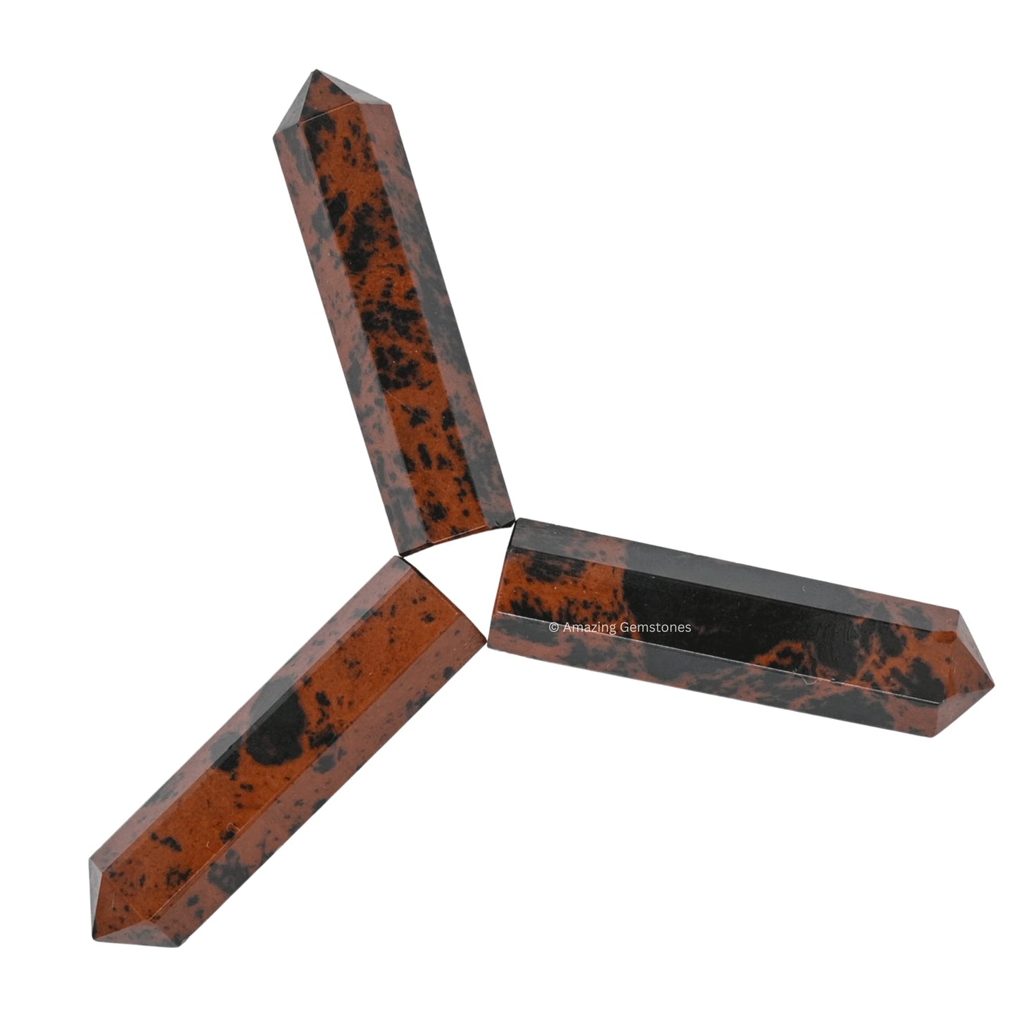 Amazing Gemstone Mahogany Obsidian Crystal Points Bulk Healing Crystals and Stones - Pack of 3 Single Terminated Healing Wand Point Bulk Crystals for Crafts, Crystal Grid, DIY Work - Premium Crystals