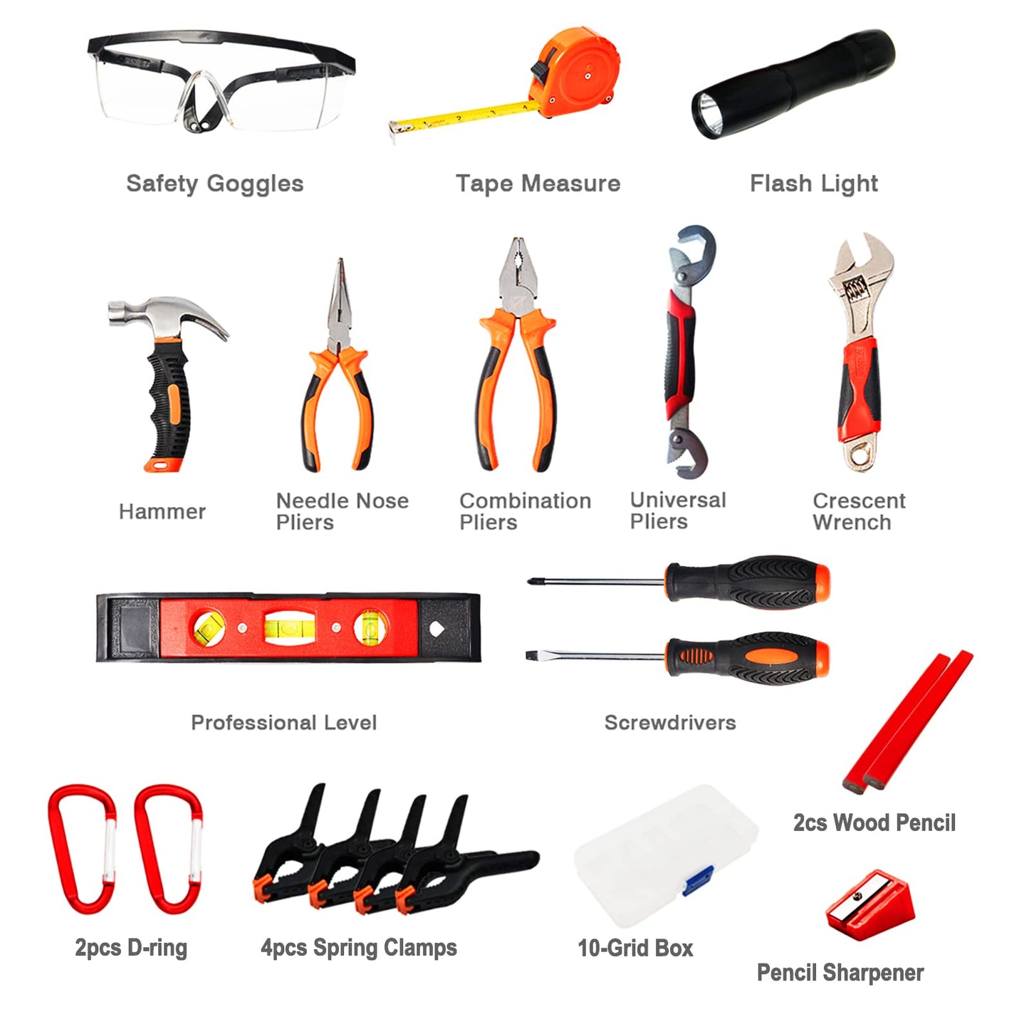 R RECOMFIT 25 Pieces Kids Real Tool Kit Children Real Tool Set with Real Hand Tools, Kids Tool Belt, Pouch Bag,Magnetic Wristband for Small Hands DIY Woodworking Projects Home Repair