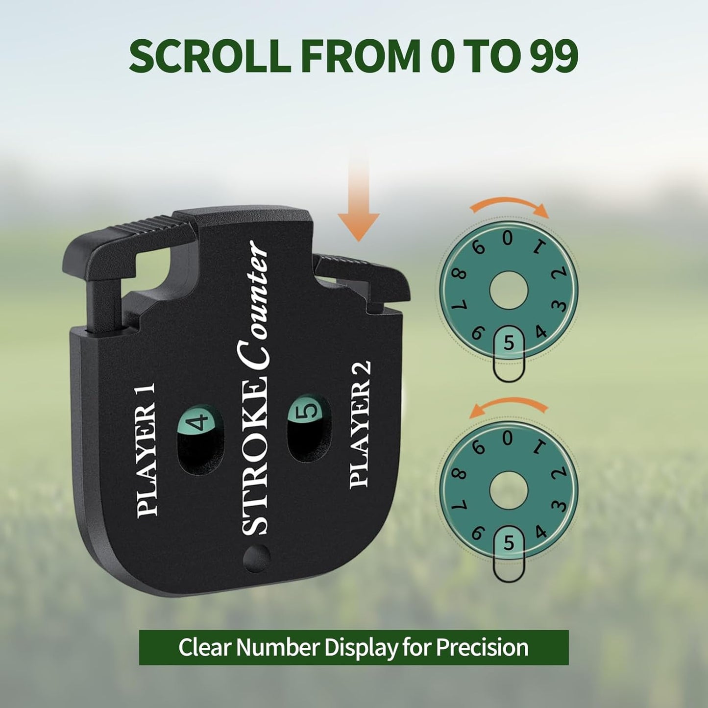Mini Golf Stroke Counter Clicker,Dual Dial Scorekeeper Tool for 2 Players with Keychain, 2-Digit Manual Reset, Portable Golf Score Tracker for Game Scorekeeper,Golf Tournaments