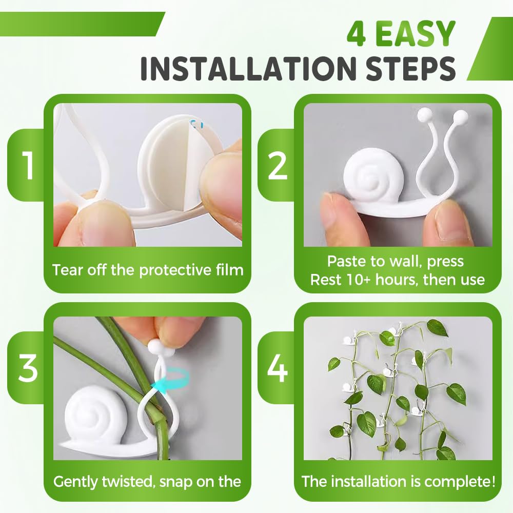 Pothos Plant Fixer, Plant Climbing Wall Fixture Clips, Vegetable Plastic Clip, Garden Self Strong Adhesive Hook, Grape Vine for Indoor Outdoor Traction Wire Invisible Clip Decoration (30, White)