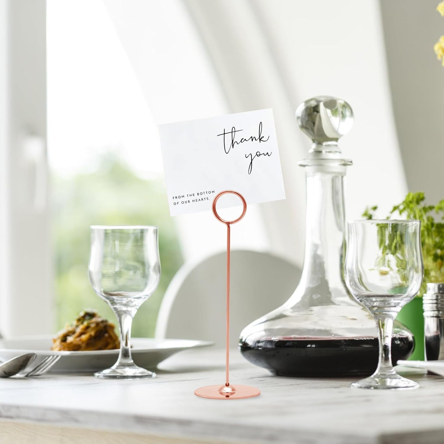Urban Deco 16 Pieces Table Card Holder 8 inches Table Number Holders Place Steel Card Holders for Photos, Food Signs, Memo Notes, Weddings, Restaurants, Birthdays (Rosegold)