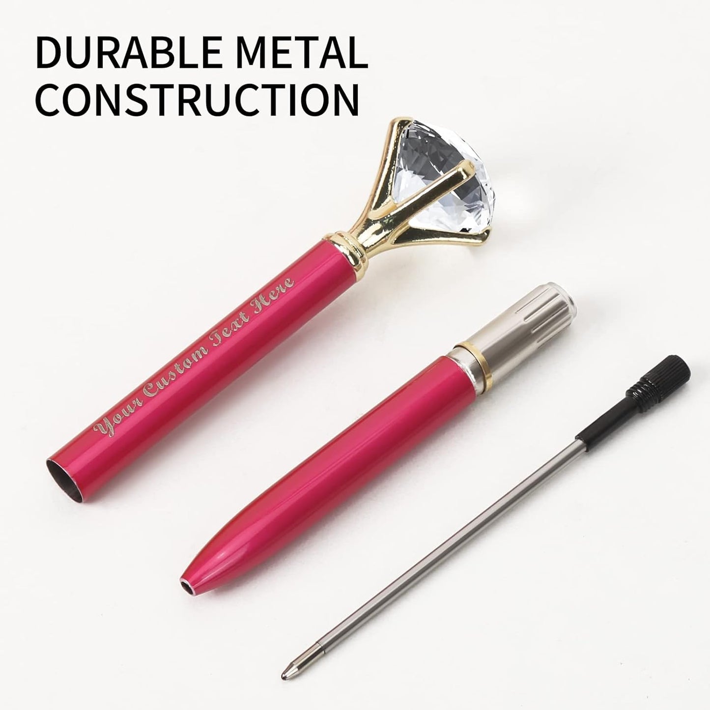 White Diamond Pens Pack of 20 Bling Diamond Gem Pen Décor Gifts for Women Bridesmaid Coworkers Bulk Crystal Metal Ballpoint Pens Black Ink