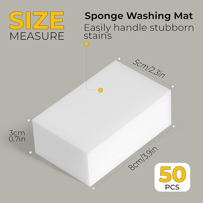 (50 Pack 3.1"x1.9"x1.1") Melamine Sponges Magic Cleaning Sponges in Bulk Eraser Sponges for Kitchen Bathroom Cleaning Supplies for Stains and Dirt