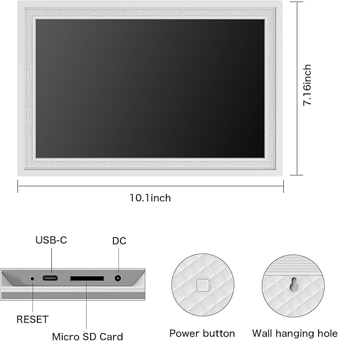 Digital Picture Frame WiFi, 10.1 Inch Frameo Digital Photo Frame, 32GB Memory, 1280*800 HD Touch Screen, Auto-Rotate, Share Pictures Videos Instantly, Wedding, Birthday Gifts for Women, Mom, Dad Gifts