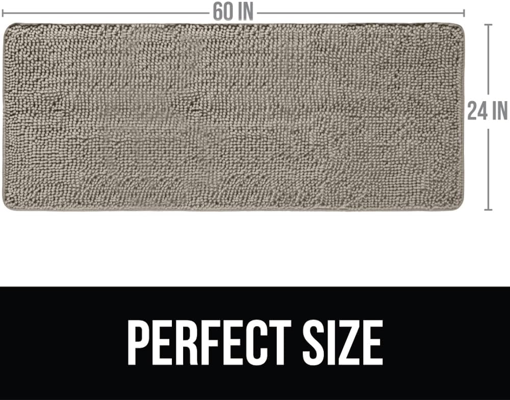 KANGAROO Bathroom Rugs, Chenille Soft Absorbent Bath Rug, Shaggy Shower Mat, Quick Dry Machine Wash Bathmat, Plush Carpet Mats for Tub, Bathtub and Room Home Decor Accessories, 60x24, Beige