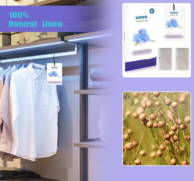 14 Packs Large Linen Scented Sachets for Closet Deodorizer Drawers, Hanging Long Lasting Potpourri Bags Home Fragrance Air Freshener