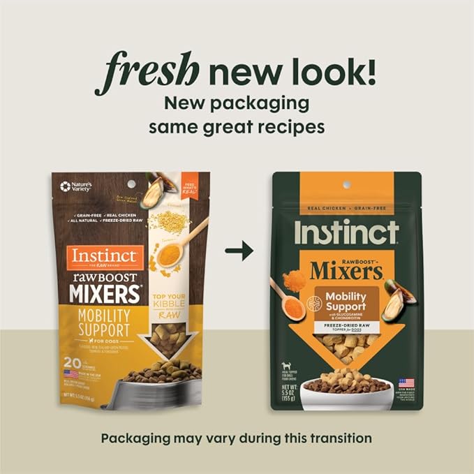 Instinct Raw Boost Mixers Mobility Support Freeze-Dried Dog Food Topper, 5.5 oz. Bag