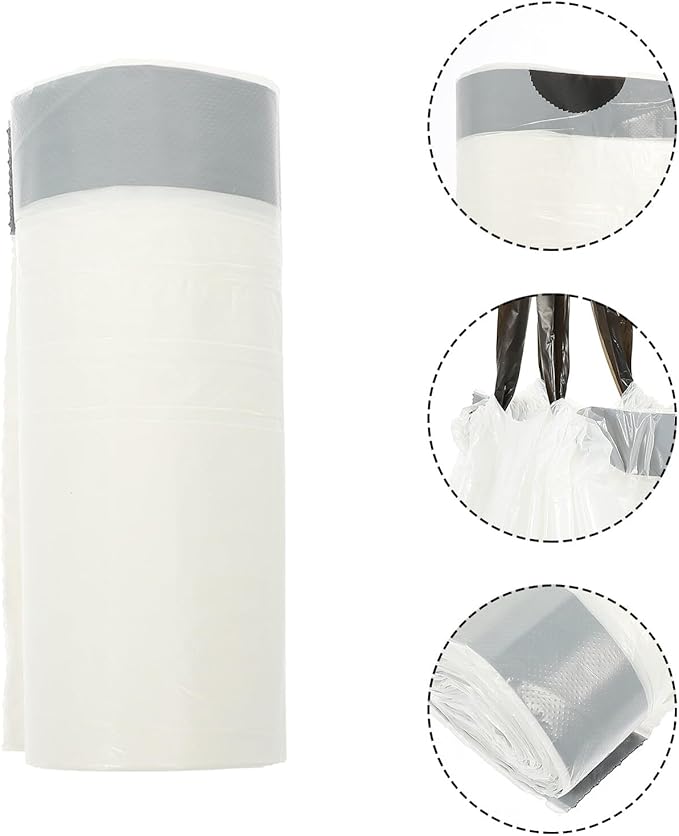 DOITOOL 60Pcs Thick Drawstring Trash Bags Garbage Pouches with Material Disposable Rubbish Bags for Kitchen and Home Use