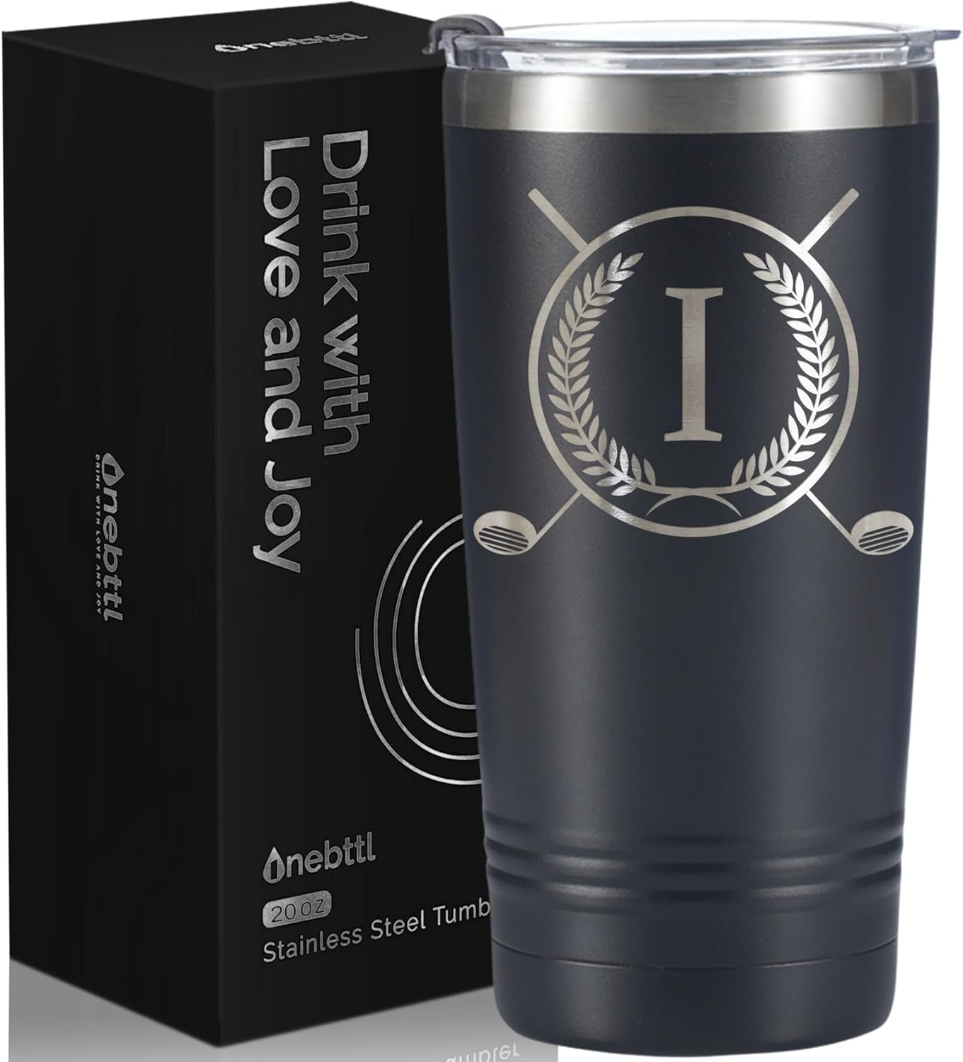 Onebttl Golf Gifts for Men with Initial for Golfer & Golf Lovers, 20oz Travel Mug, Perfect Gifts for Men, Birthday, Christmas - I