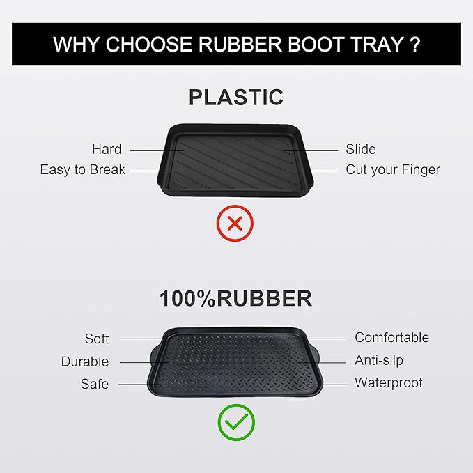 Matace 1 Pack Rubber Small Boot Tray for Entryway,Boot Mat,Shoe Tray,Shoe Mat for Indoor and Outdoor Use, 27.95"x 15.74" (Pack of 1)