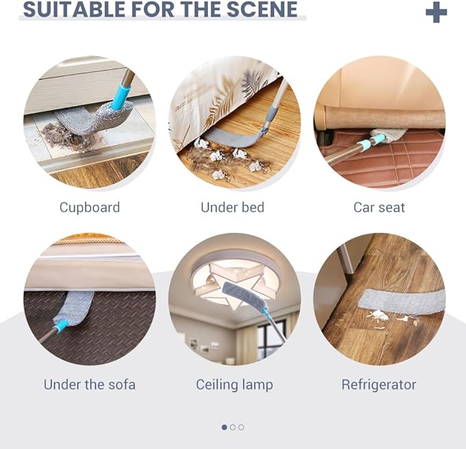 2026 New Retractable Gap Dust Cleaner, Upgraded Extendable Microfiber Duster with Bendable & Removable Head, Washable Dusting Brush for Home, Kitchen, Car & Hard-to-Reach Areas (2)