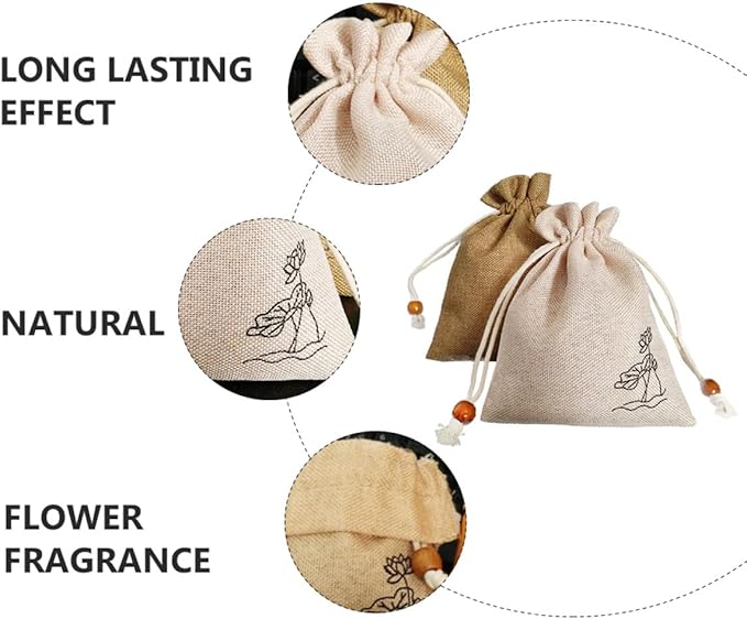 2Pcs Natural Dried Lavender Cotton Linen Sachets Air Freshener Bag for Closet Car with Floral Fragrance and Random Color and Scent 2pcs Random Color