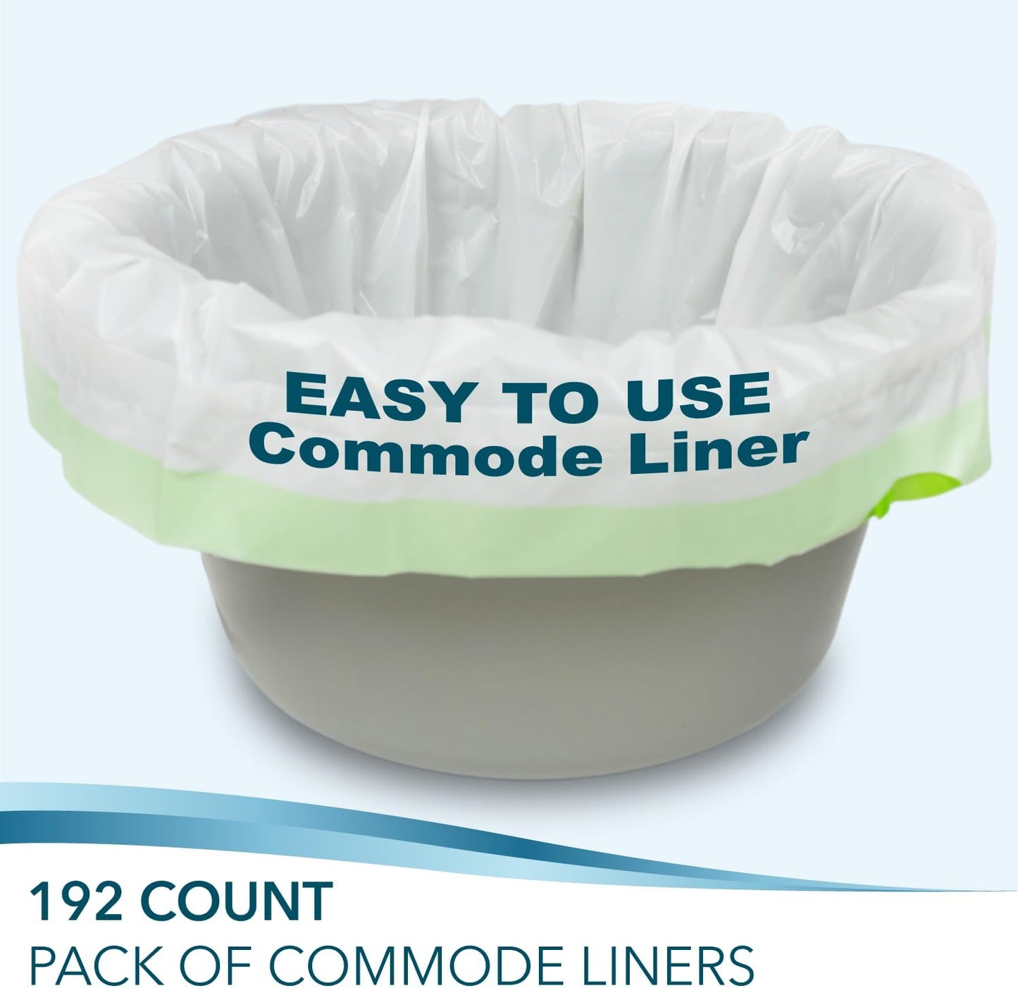 Disposable Bedside Commode Liners for Adult Portable Toilet Chair Seat Bucket and Bedpan | Value Pack of 192 Waste Bags | Universal Fit Liners for Home Medical Care