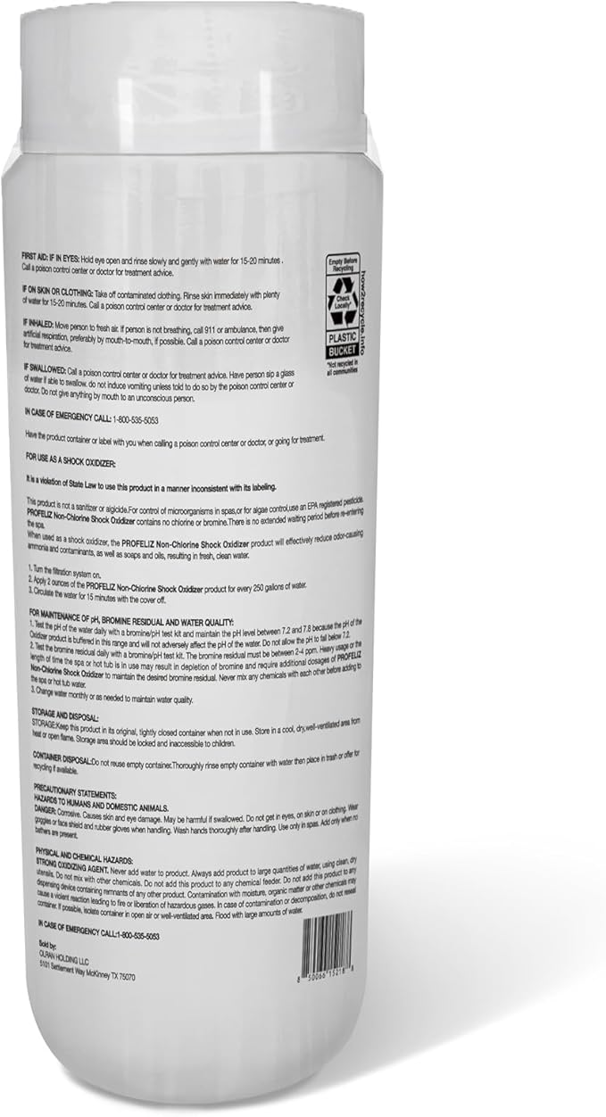 PROFELIZ 8 Pack Non Chlorine Shock Oxidizer for Hot Tubs, Chlorine-Free Spa Pool Shock Treatment, Quick Dissolving Oxidizing Water Clarifier, 2.75 lbs per Bottle